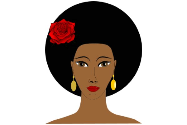 Stylized Portrait of a Woman with a Rose and Earrings