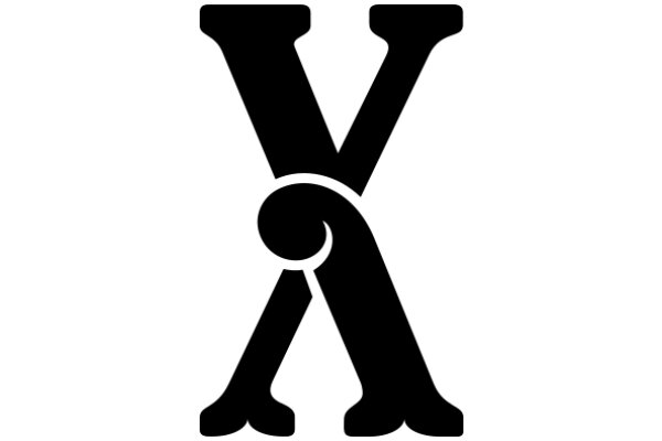 Stylized Black Letter 'X' with a Curved Design