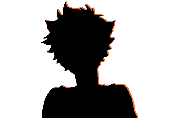 Silhouette of a Stylized Character with Orange Outlines