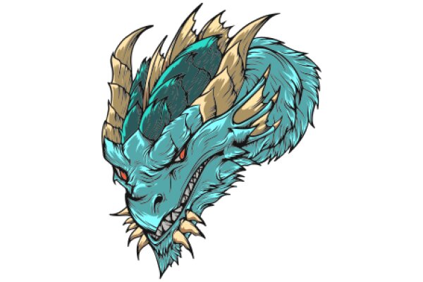 Vibrant Fantasy Creature: A Blue Dragon with Golden Horns