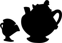 Silhouette of a Tea Set and Cup on a White Background