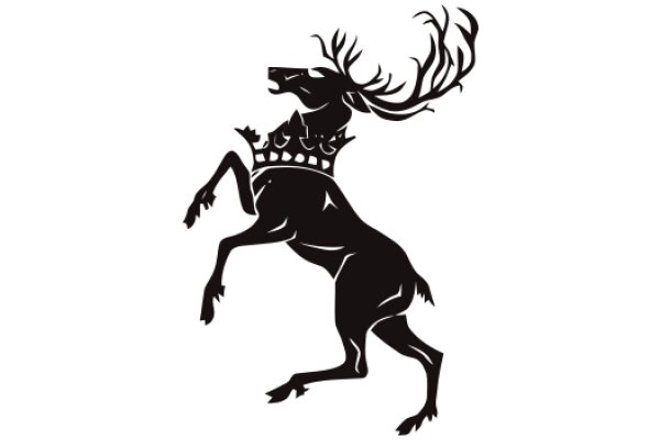 Majestic Black Silhouette of a Deer with Antlers