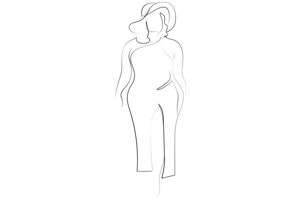 A Line Drawing of a Person in a Cowboy Hat