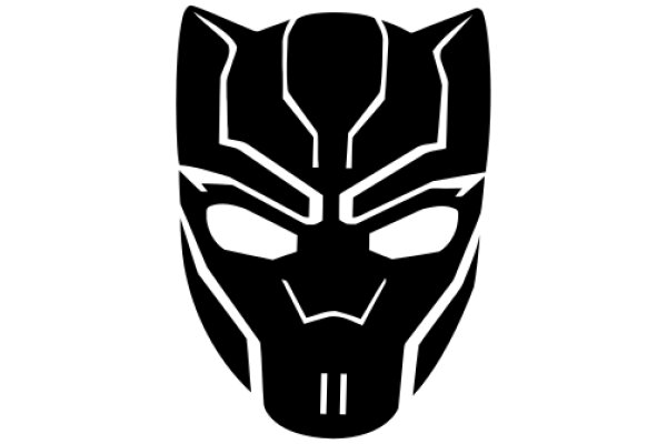 Stylized Black Mask with White Outline