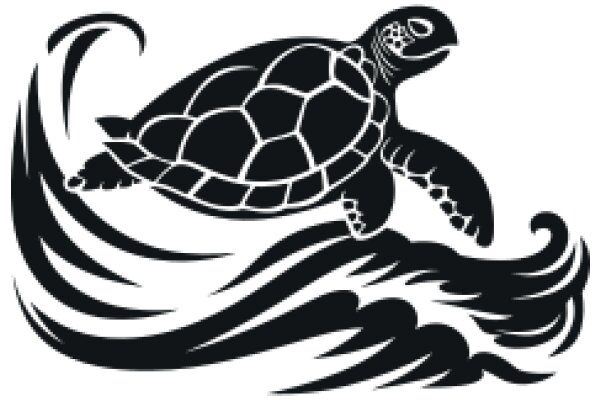 Stylish Logo of a Turtle Surfing on a Wave