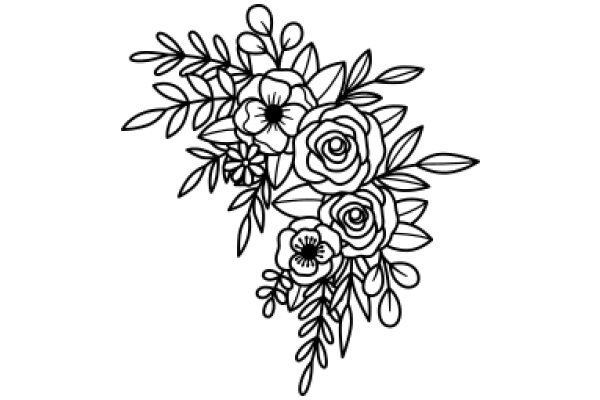 Elegant Floral Design: A Line Art