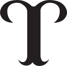 Stylized Letter 'T' in Black and White