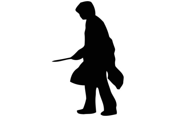 Silhouette of a Person with a Stick