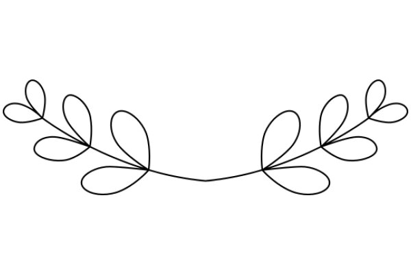 Stylized Black Line Art: A Symmetrical Floral Design