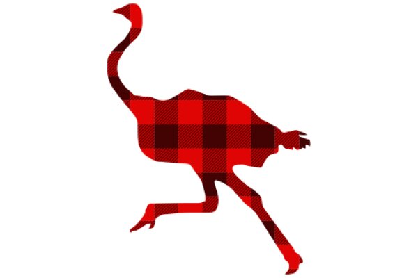 Stylized Ostrich Silhouette with Red and Black Checkered Pattern