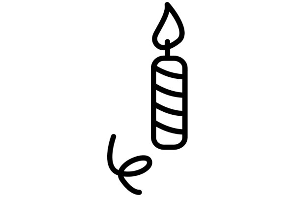 A Simple Line Drawing of a Candle and a Wick