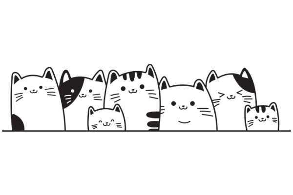 A Line of Cute Cats, Each with Its Own Unique Character