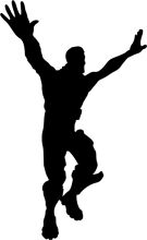 Silhouette of a Humanoid Figure in a Celebratory Pose