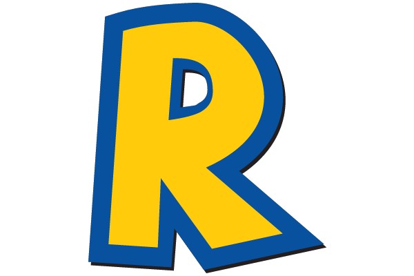 Vibrant Letter R in Blue and Yellow