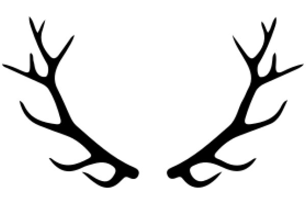 Stylized Black Deer Antlers on a White Background