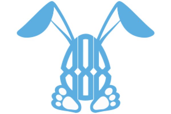 Stylized Blue Bunny Icon with Ears and Paws