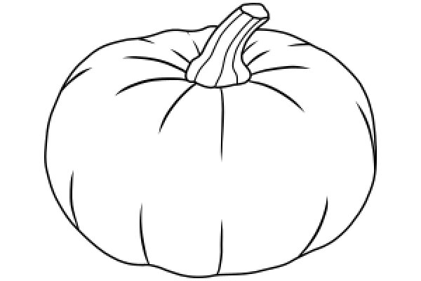 A Simple Line Drawing of a Pumpkin with a Stem