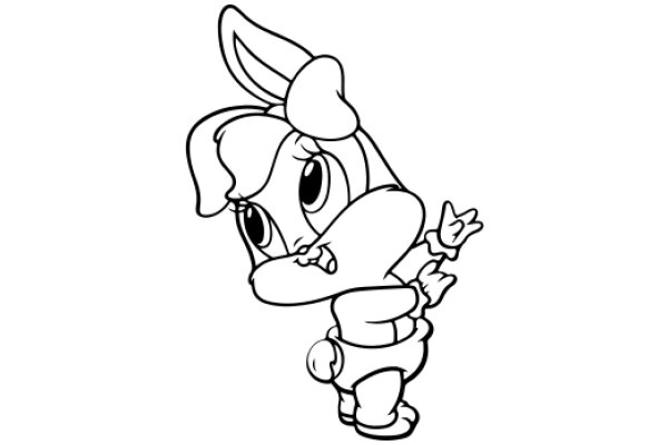 A Whimsical Line Drawing of a Bunny Character