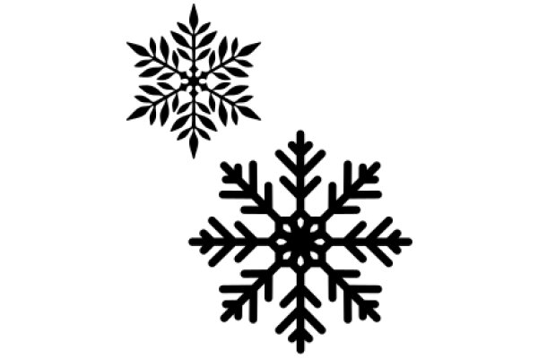 Simplicity in Design: Two Snowflake Silhouettes Against a White Background