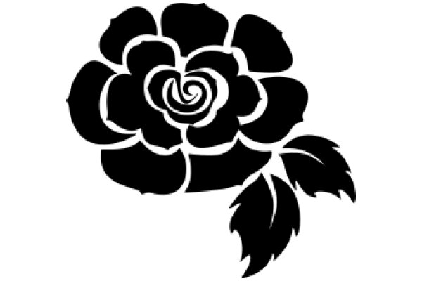 Stylized Black Flower with Swirling Design