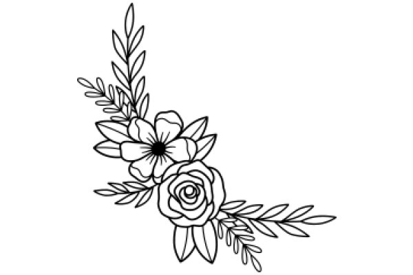 Elegant Floral Design: A Line Art