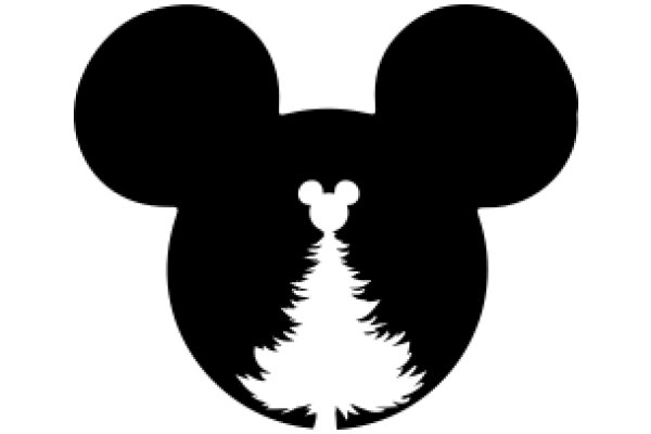 A Silhouette of Mickey Mouse with a Christmas Tree