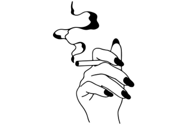 A Simple Line Drawing of a Hand Holding a Cigarette