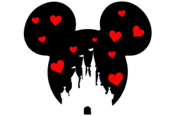 Silhouette of Mickey Mouse with Heart-Shaped Ears