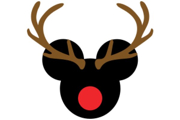 Stylized Reindeer Icon with Red Nose