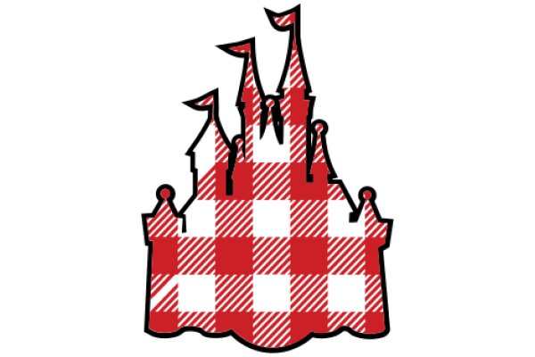 Vibrant Red and White Checkered Castle Illustration