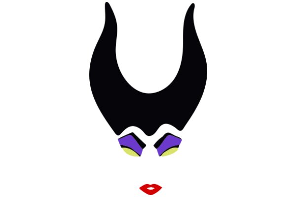 Stylized Artwork of a Black and Purple Mask with Red Lips