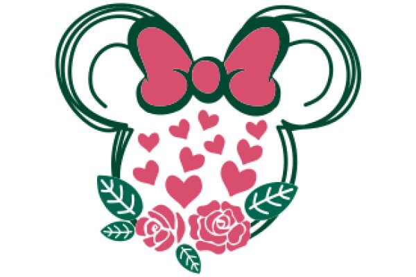 Whimsical Pink and Green Heart-Shaped Logo with a Minimalist Design