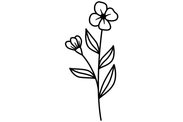 Simplistic Line Drawing of a Flower