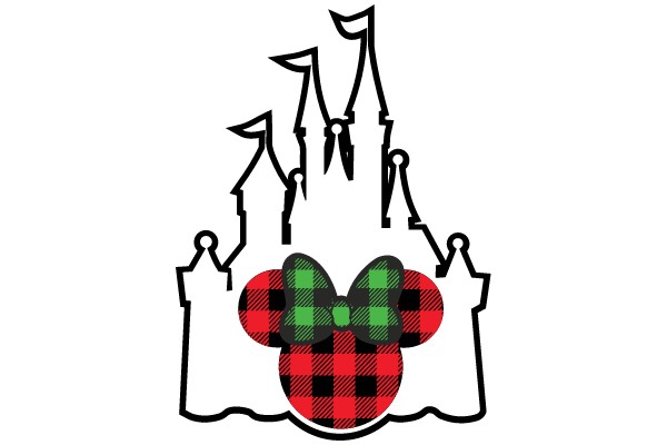 A Whimsical Illustration of a Castle and Minnie Mouse's Head