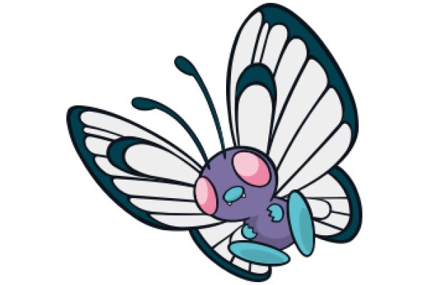 Stylized Butterfly with a Purple Body and Blue Wings