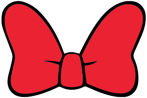 Vivid Red Bow with Black Outline