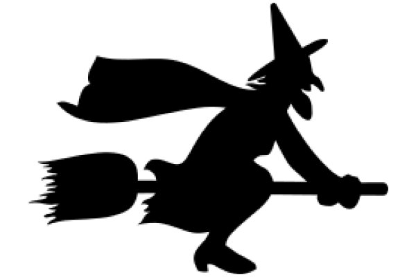 Silhouette of a Witch Riding a Broomstick