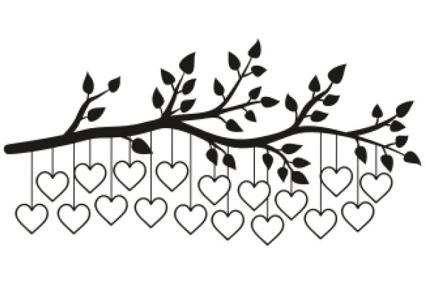 Silhouette of a Tree with Heart-Shaped Leaves