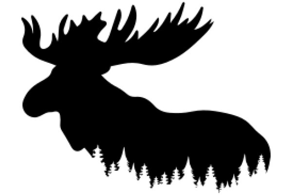 Majestic Silhouette of a Moose against a White Background