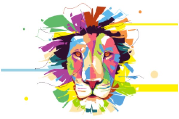 Vibrant Lion Portrait with Colorful Background