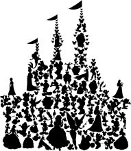 A Silhouette of a Castle Surrounded by a Variety of Characters