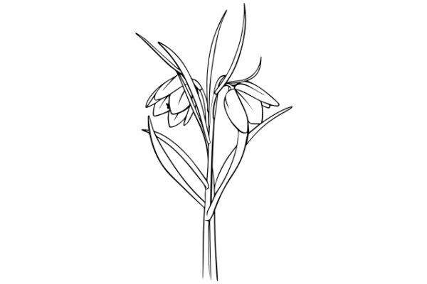 Line Drawing of a Flowering Plant