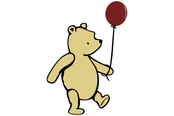 A Playful Scene: A Yellow Bear with a Red Balloon