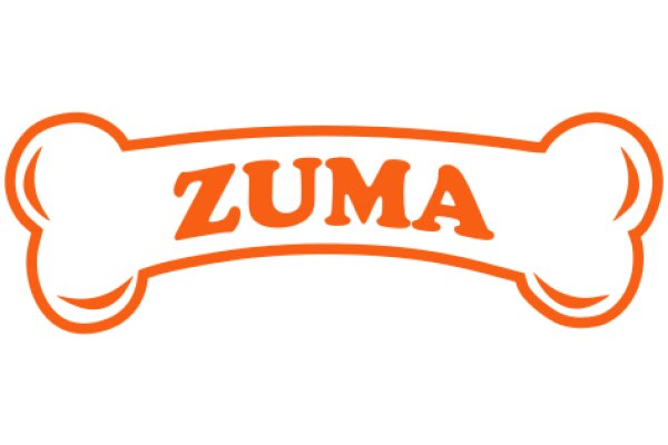 Vibrant Orange Bone-Shaped Sign with the Word 'ZUMA' in White