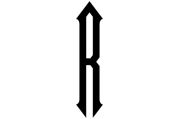 Stylized Black Letter 'R' on a White Background