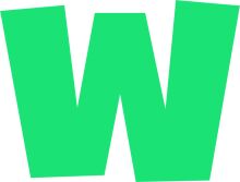 Vibrant Green Letter 'W' on a White Background