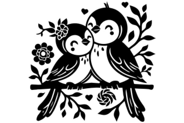 A Tender Moment: A Illustration of Two Birds in Love