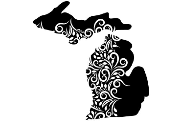 Stylized Silhouette of a Rabbit and a Flower