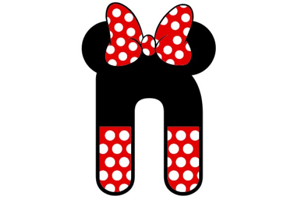 Stylish Letter 'M' with a Polka Dot Bow and Red Stripes