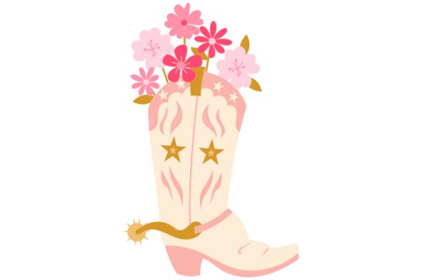 A Whimsical Bouquet of Pink Flowers in a Cowboy Boot